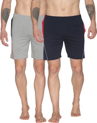 Dollar Solid Men Grey, Blue Regular Shorts