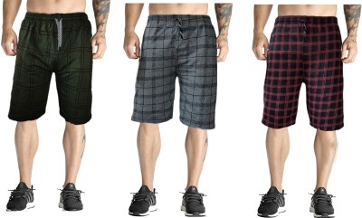 Sathvik Tex Checkered Men Blue Bermuda Shorts