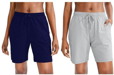 MNOP Solid Men Blue, Grey Regular Shorts