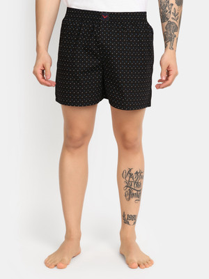 V-MART Printed Men Black, Black Regular Shorts