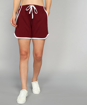 SHARKTRIBE Color Block Women Maroon Basic Shorts