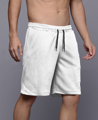 TRIPR Self Design Men White Regular Shorts