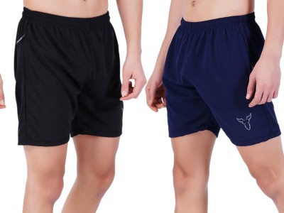 HUNTERMEN Solid Men Black Regular Shorts