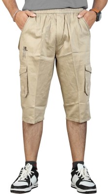 Koixurey Solid Men Beige Cargo Shorts