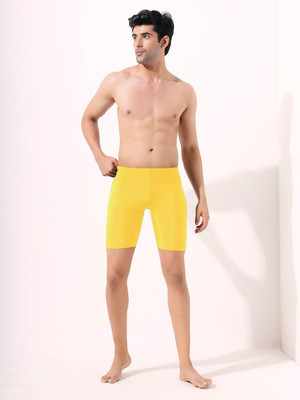 Lycot Solid Men Yellow Cycling Shorts