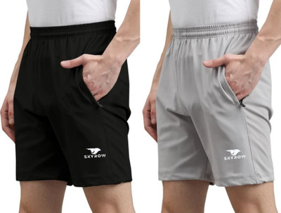 HouseOfCommon Self Design Men Black, Grey Basic Shorts