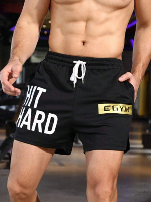 Culish Trend Printed Men Black Gym Shorts, Regular Shorts, Casual Shorts