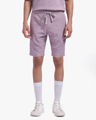 RARE RABBIT Self Design Men Pink Regular Shorts