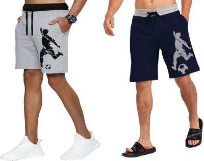 GLAMPANDA Printed Men Dark Blue, Grey Sports Shorts