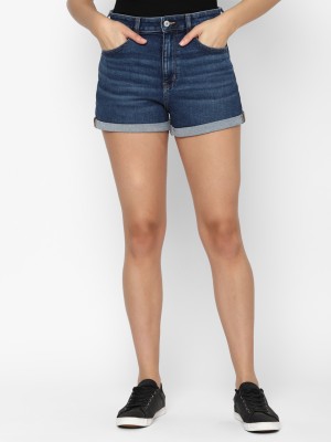 American Eagle Outfitters Solid Women Blue Denim Shorts