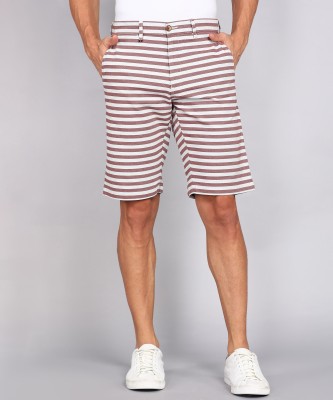Louis Philippe Sport Striped Men Maroon Chino Shorts