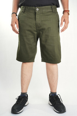 PUBHIZA Solid Men Dark Green Chino Shorts