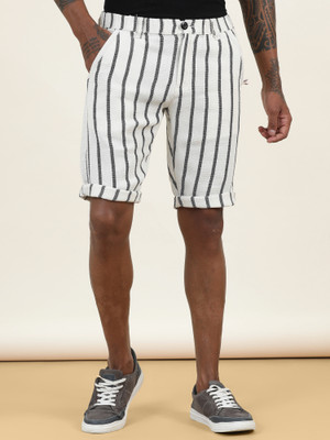 bEEVEE Striped Men White Basic Shorts