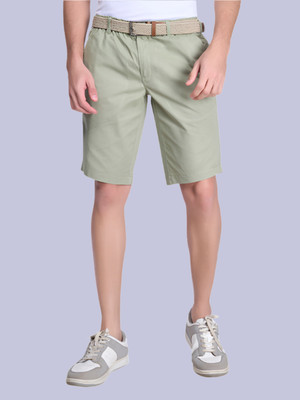 Ramraj Cotton Solid Men Green Regular Shorts