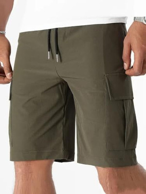 PeppyZone Solid Men Dark Green Casual Shorts