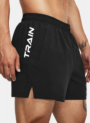 LOTHRIC Printed Men Black Gym Shorts