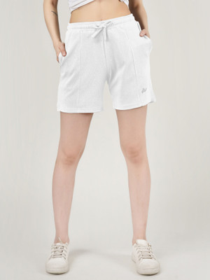 NEXSUS APPARELS Solid Women White Casual Shorts
