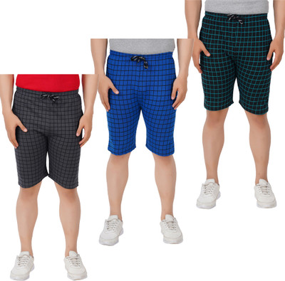 JUST TRY FASHION Checkered Men Multicolor Bermuda Shorts