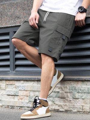 Blue dove Solid Men Grey Cargo Shorts