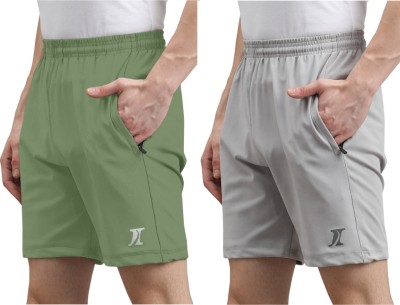 INDICLUB Solid Men Light Green, Grey Sports Shorts