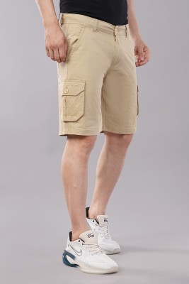 NIVASU Solid Men Beige Cargo Shorts