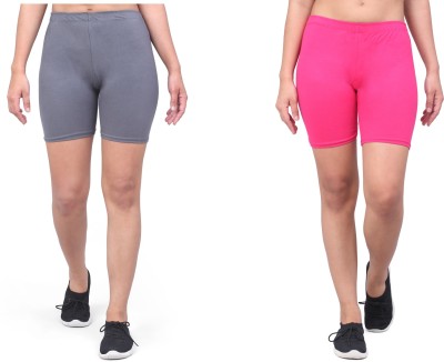 Ficky Solid Women Grey, Pink Cycling Shorts