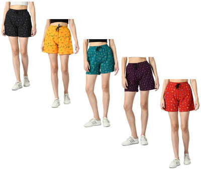 KAVYA Printed Women Multicolor Regular Shorts