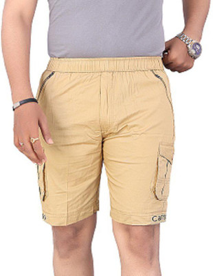 Jhanjari Solid Men Beige Cargo Shorts