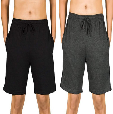 ONE STREET Solid Men Black, Dark Grey Regular Shorts