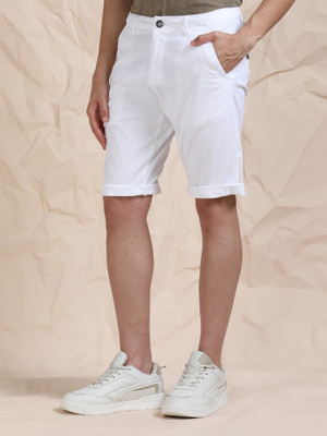 bEEVEE Solid Men White Casual Shorts