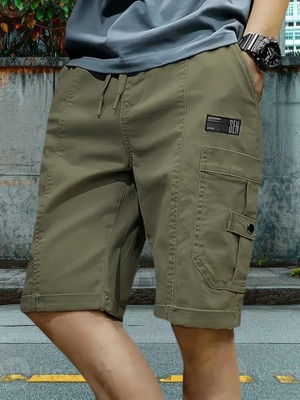 TYRELL Solid, Self Design Men Green Cargo Shorts