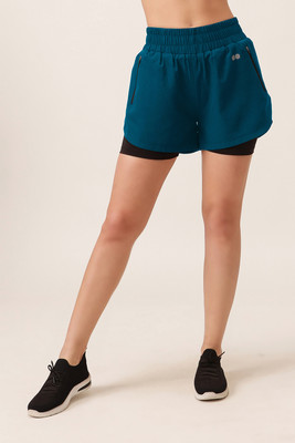 Clovia Solid Women Dark Blue Running Shorts