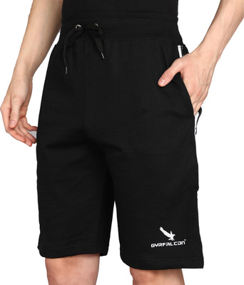GYRFALCON Self Design Men Black Basic Shorts