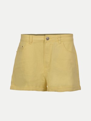 radprix Solid Women Yellow Casual Shorts