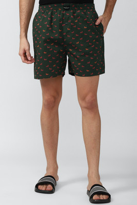 PETER ENGLAND Printed Men Green Regular Shorts