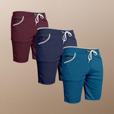 WeReKo Solid Men Maroon, Dark Blue, Light Blue Sports Shorts, Casual Shorts, Gym Shorts