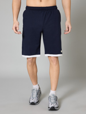 Turnfit Color Block Men Dark Blue Sports Shorts