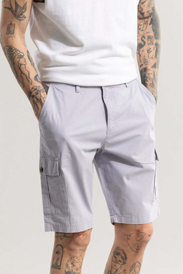 Snitch Solid Men Grey Basic Shorts