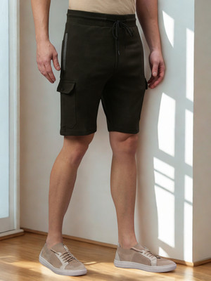 Ho Bindaass Solid Men Dark Green Cargo Shorts