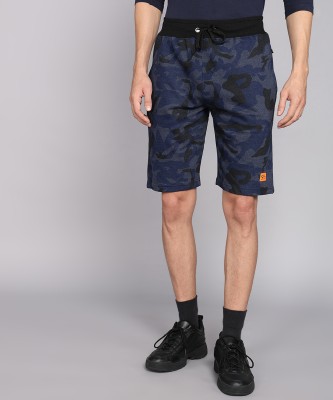 GYRFALCON Military Camouflage Men Blue Casual Shorts