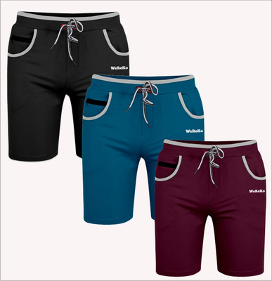 VINTHON Self Design Men Black, Light Blue, Maroon Regular Shorts