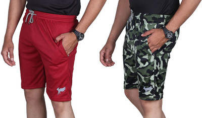 Anjaneya Solid, Printed Men Multicolor Regular Shorts