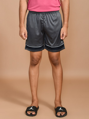 SKYKNIT Color Block Men Dark Grey Sports Shorts