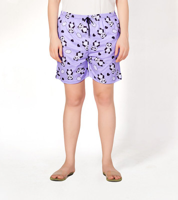 Exitro Printed Women Purple Regular Shorts