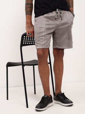 SHOWOFFFF Solid Men Grey Regular Shorts