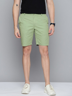 Mast & Harbour Solid Men Green Regular Shorts