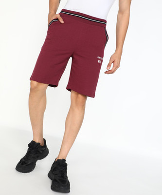 FOREVER 21 Solid Men Maroon Regular Shorts