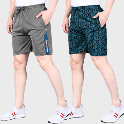 RK Costing Printed Men Blue, Black Regular Shorts