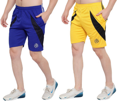 OORA TREND Mesh Men Blue, Yellow Sports Shorts
