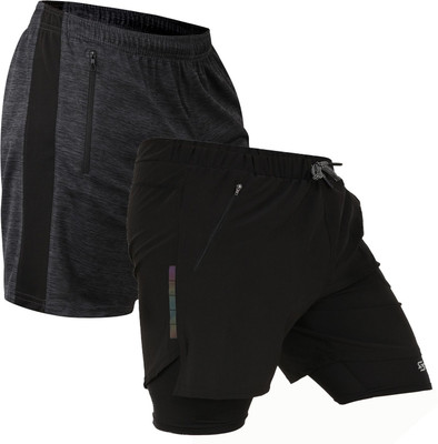 never lose Self Design Men Black, Dark Grey Running Shorts